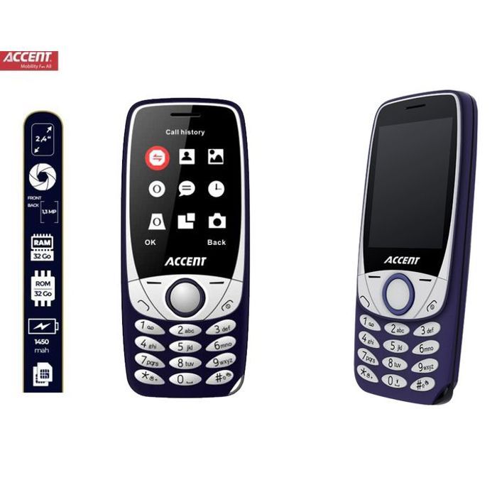 telephone Nubia 44 -2.4"-Dual sim-Fm -Camera/Vidéo-Torche-MicroSd-Bleutooth-1450mAh