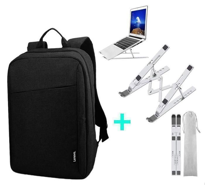 Pack Lenovo Casual Backpack Sac à dos pour ordinateur portable 15.6" Noir + Support pliable pour ordinateur portable en aluminium