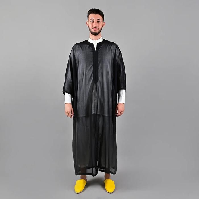 Gandoura - JABADOR MAROC - Soussdi - Fait à la main - Noir - Vêtement traditionnel homme - Marjane Mall - Image 1