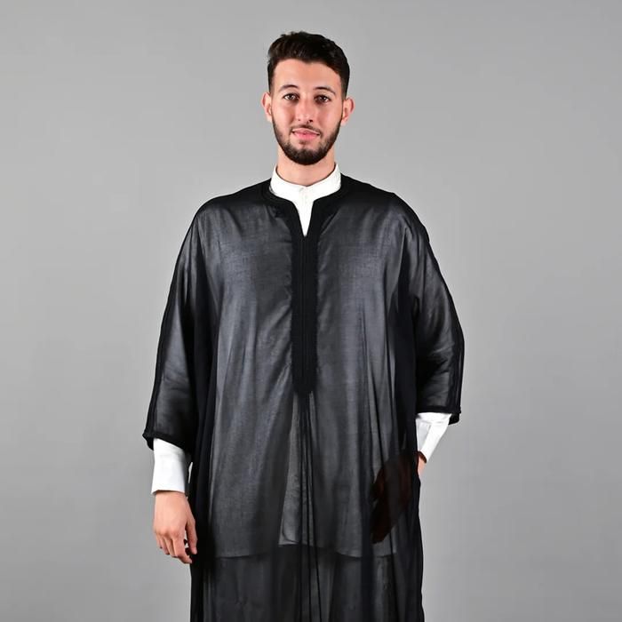 Gandoura - JABADOR MAROC - Soussdi - Fait à la main - Noir - Vêtement traditionnel homme - Marjane Mall - Image 2