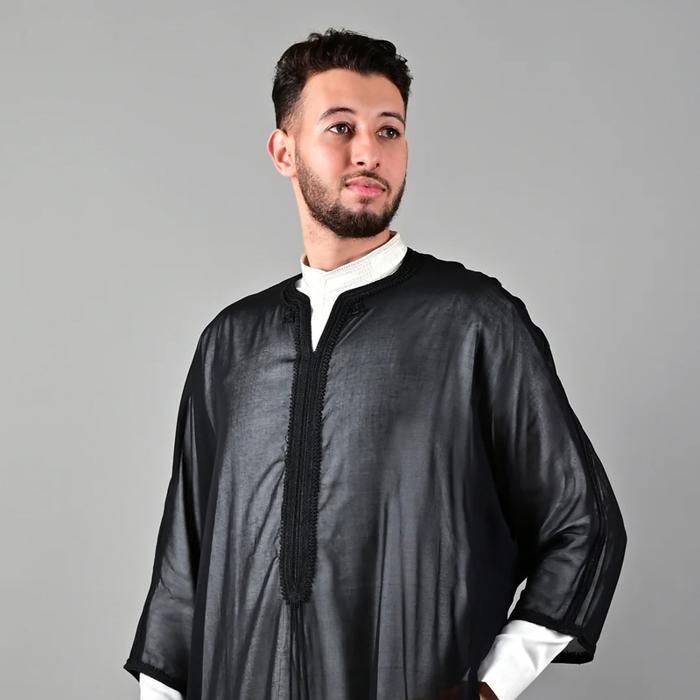 Gandoura - JABADOR MAROC - Soussdi - Fait à la main - Noir - Vêtement traditionnel homme - Marjane Mall - Image 4