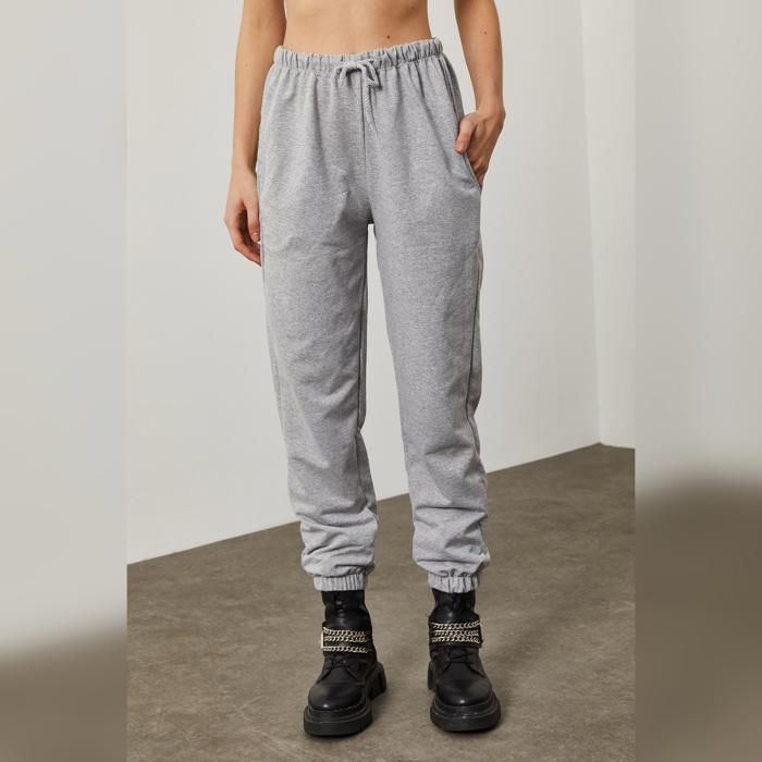 Pantalon De Survêtement À Lacets- Gris - Marjane Mall - Image 3