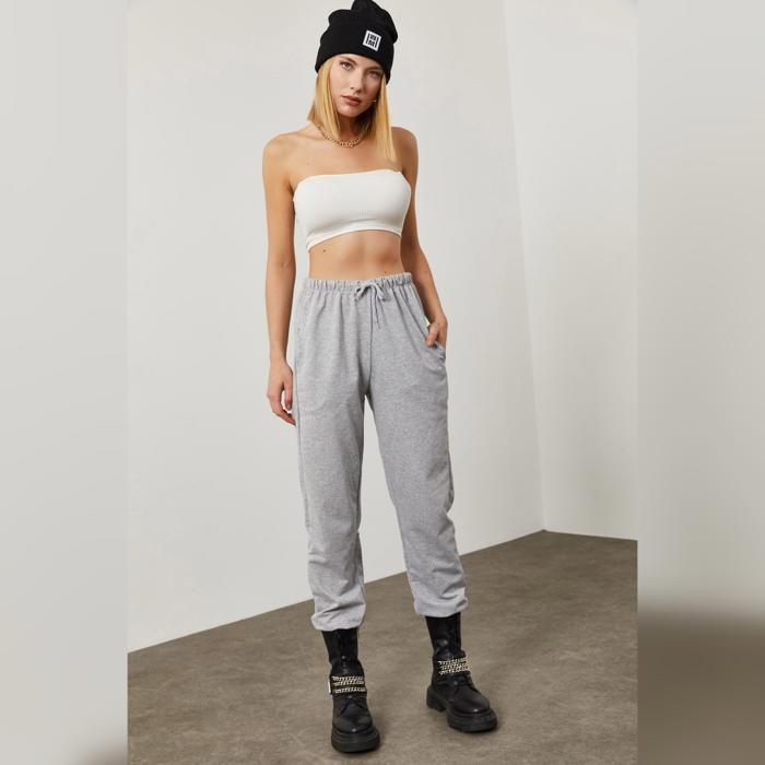 Pantalon De Survêtement À Lacets- Gris - Marjane Mall - Image 6