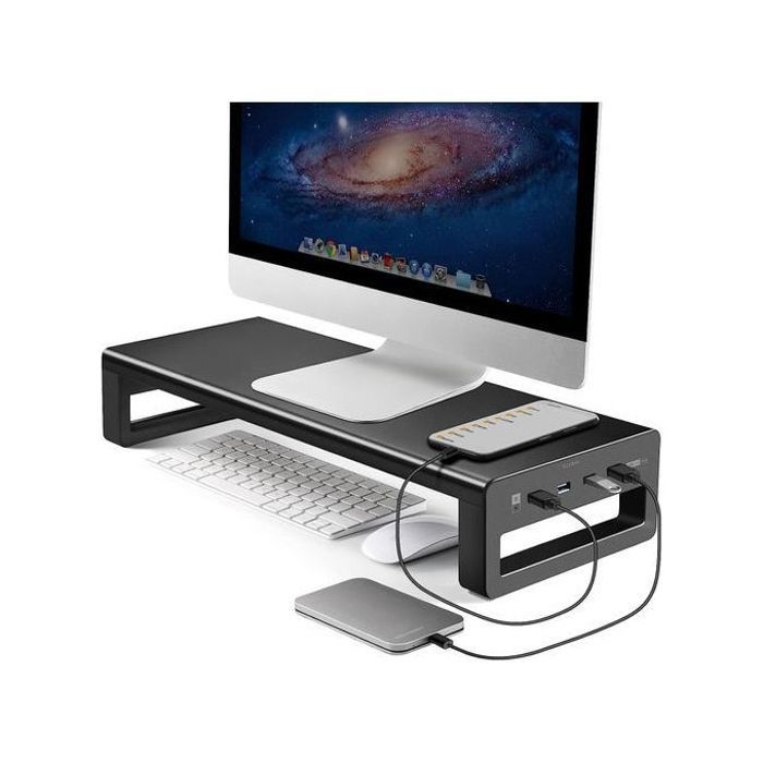 Support PC Ordinateur Portable moniteur acier 4 port USB 3.0