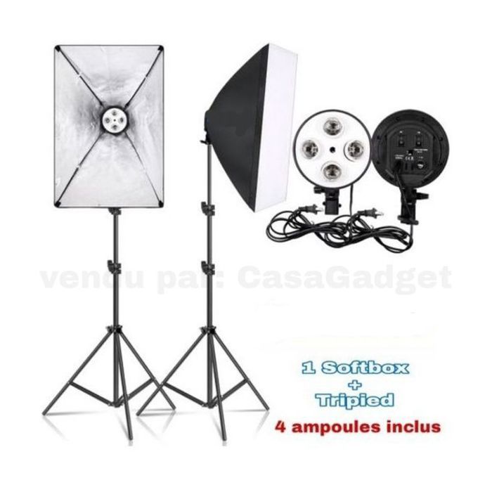 Softbox 4 lampes professionnel video photographie