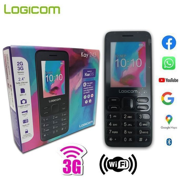 Logicom Logicom Telephone Le Kay 243 2.4" 1400 mAh 3G FM 512 Mo (RAM), 4 Go (ROM)