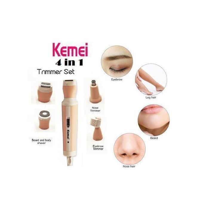 Kemei Epilation tondeuse 4en1 femme corps et visage électrique pour les femmes nez oreille sourcil