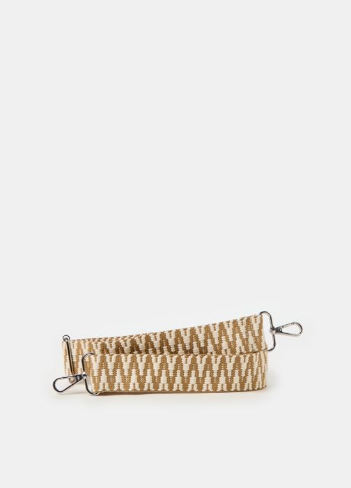 Bandoulière de sac à motif géométrique- Blanc/Beige