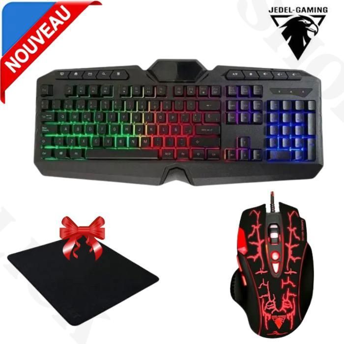 Jedel clavier de jeu k503 avec rétroéclairage RGB et cadre en métal