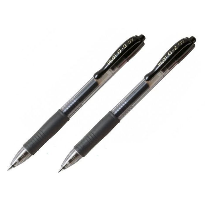 Lot 2 Stylos roller Classique Gel G-2 Noir - pointe moyenne 0,7 mm, Rechargeable