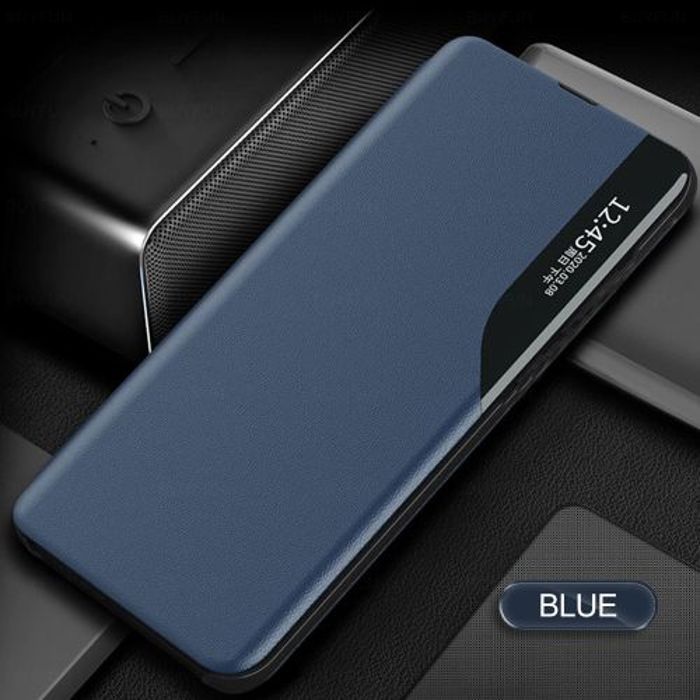 Pochette Samsung Galaxy S22 Case Leather Wallet Flip Cover Case Bleu