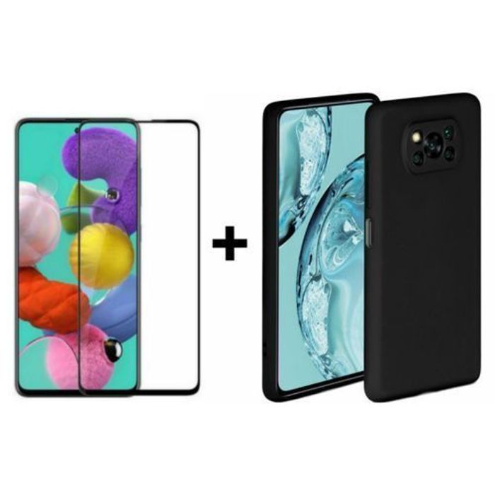 Case Pack : Pochet Cache Xiaomi Poco X3 Noir Fonce + Verre Xiaomi Poco X3 Noir