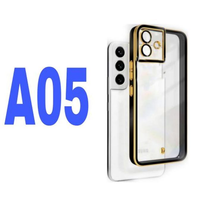 Case Pochette Pour Samsung A05 Transparente Gold/Noir