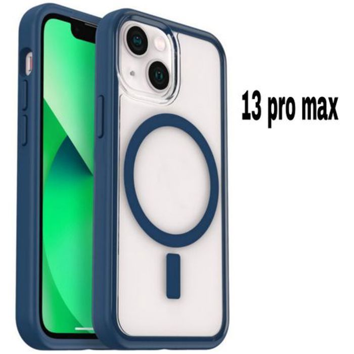 Pochette Iphone 13 Pro Max, Transparente Touch Confort,Wireless Bleu