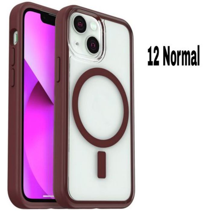 Pochette Iphone 12, Transparente Touch Confort,Wireless Marron