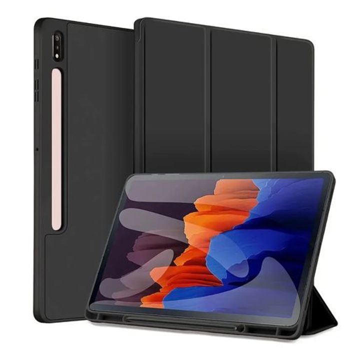 Book Pochette Pour Tablette Samsung S9 Fe Avec Support Rabattable Noir