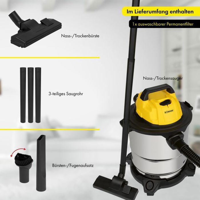 Aspirateur 3 EN 1 eau, poussière & fonction soufflerie 20 LITRES 1200W