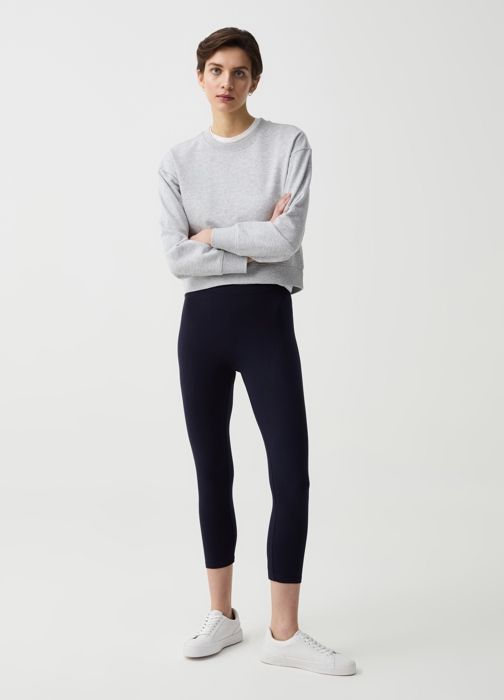 Legging - OVS - Basique court - Coton stretch - Taille haute - Bleu marine