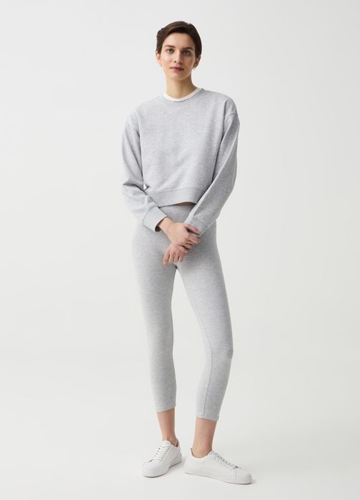 Legging basique court extensible - Gris clair
