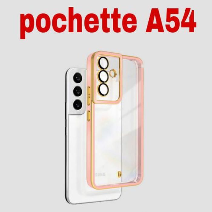 Case Pochette Pour Samsung A54 Transparente Gold/Rose