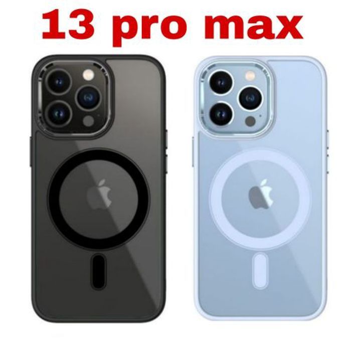 Pack 2 Pochettes iPhone 13 Pro Max – Silicone Transparente MagSafe – Noir & Mauve