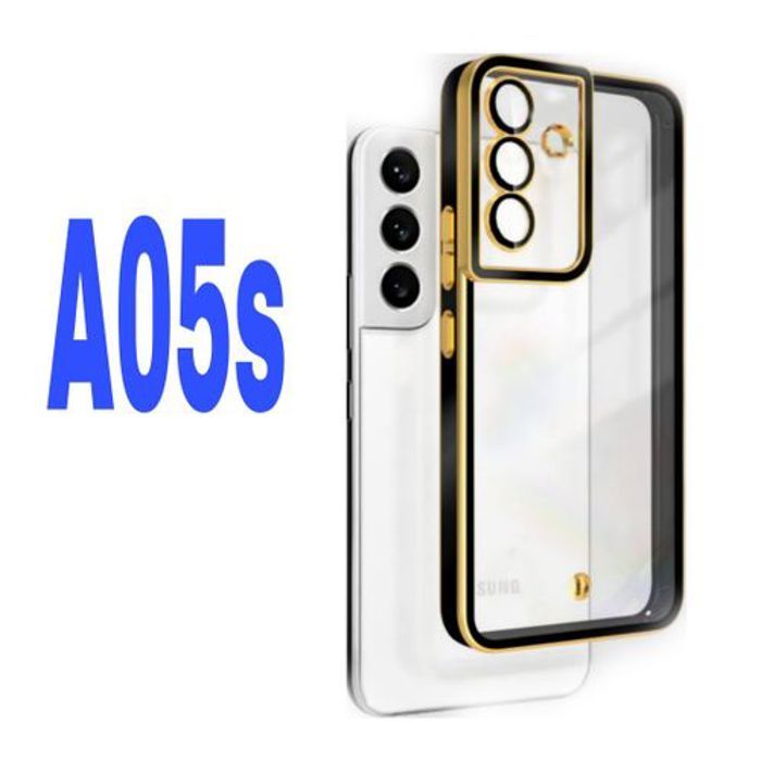 Case Pochette Pour Samsung A05S Transparente Gold/Noir