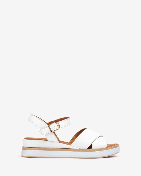 Sandales - UNISA - KORT_GRA_WHITE - Cuir - Talon carré 4,5cm - Boucle réglable - Marjane Mall - Image 1