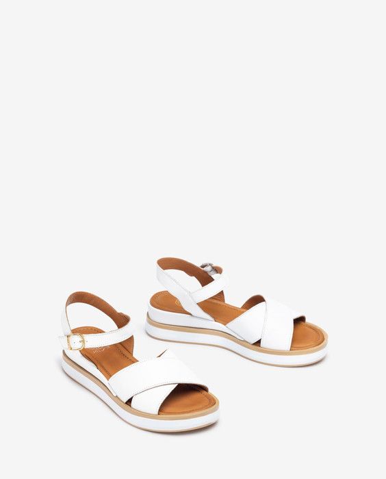Sandales - UNISA - KORT_GRA_WHITE - Cuir - Talon carré 4,5cm - Boucle réglable - Marjane Mall - Image 2