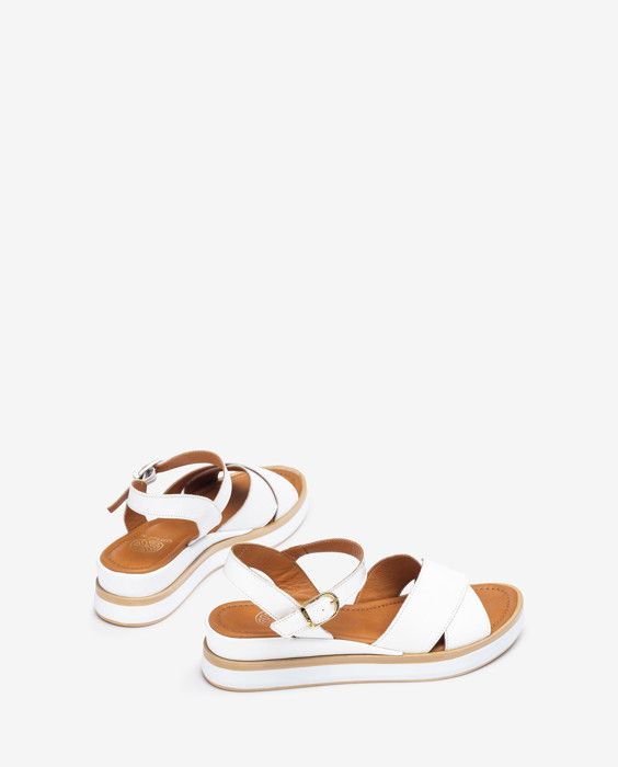 Sandales - UNISA - KORT_GRA_WHITE - Cuir - Talon carré 4,5cm - Boucle réglable - Marjane Mall - Image 3