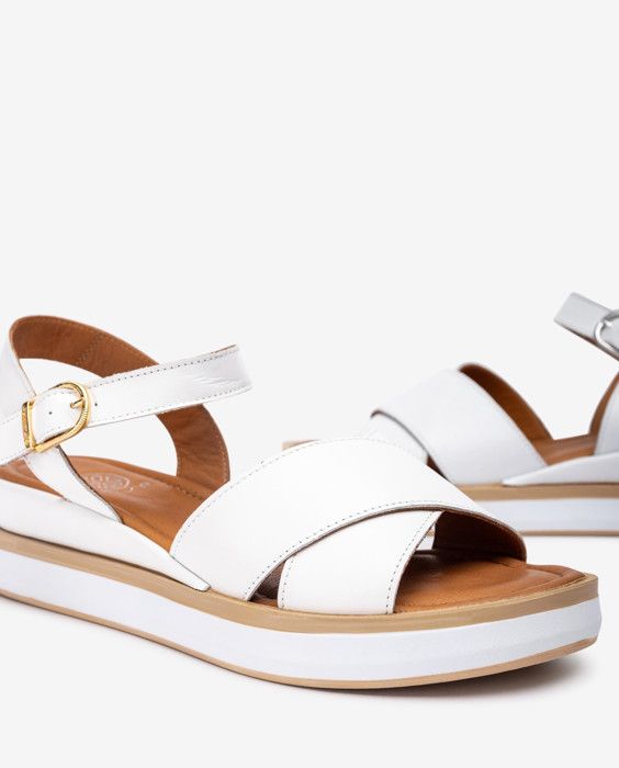 Sandales - UNISA - KORT_GRA_WHITE - Cuir - Talon carré 4,5cm - Boucle réglable - Marjane Mall - Image 4