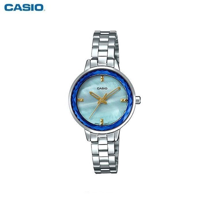 Casio Montre à quartz pour femme cadran bleu et bracelet en acier inoxydable-ltp-e162d-2adf