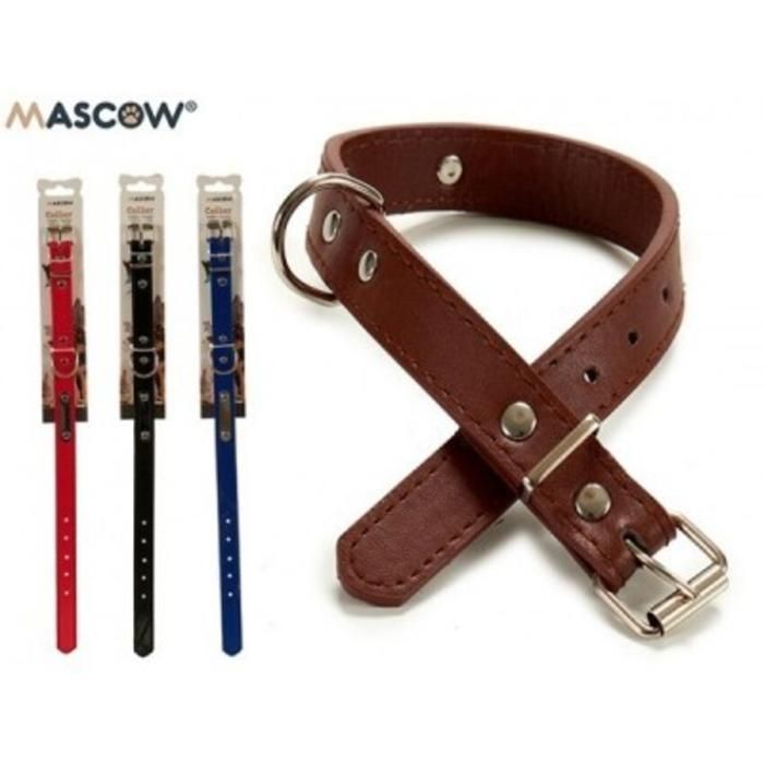 Collier cuir surpique avec plaque pour chien de grande taille