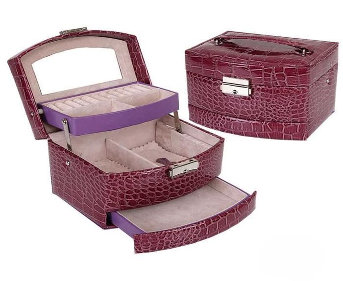 Boite Unique de Rangements Bijoux,Ouverture sur Trois Niveaux, Mauve