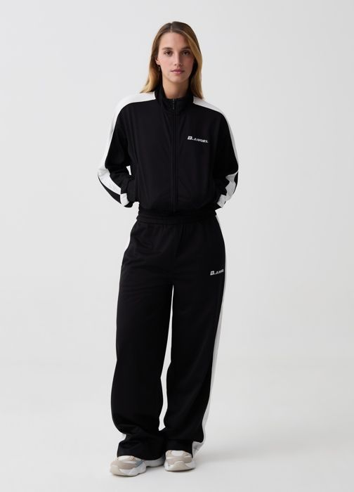 Sweat-shirt zippé intégral - OVS - Noir/Blanc - Col montant - Manches longues - Poches verticales