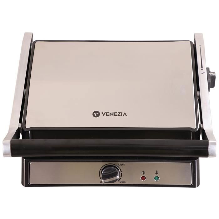 Grill électrique - VENEZIA - 2400W - Surface de cuisson généreuse - Plaques antiadhésives - Design élégant