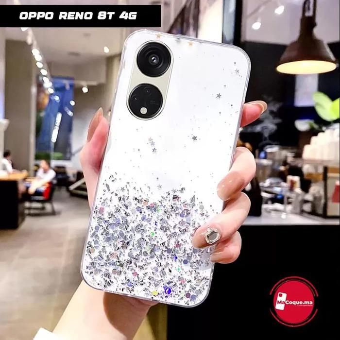 Pochette Oppo Reno 8T 4G Scintillante,&amp; Brillante transparente