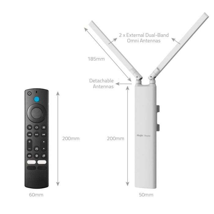 RUIJIE - Point d'Accès Extérieur RG-RAP52-OD – Wi-Fi 5 AC1300 Dual-Band – Portée Étendue – Étanchéité IP65