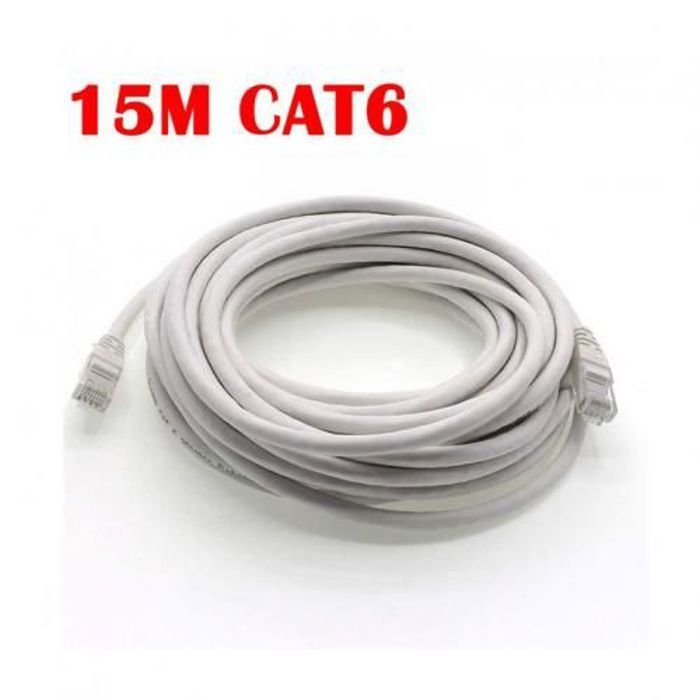 Câble Réseau Ethernet RJ45 CAT6 15M pour : ADSL/LAN/Récepteur/TV/PC/Camera