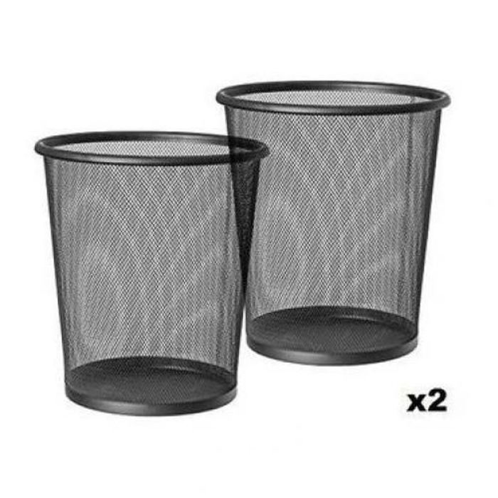 2 Poubelle en métal -Noir