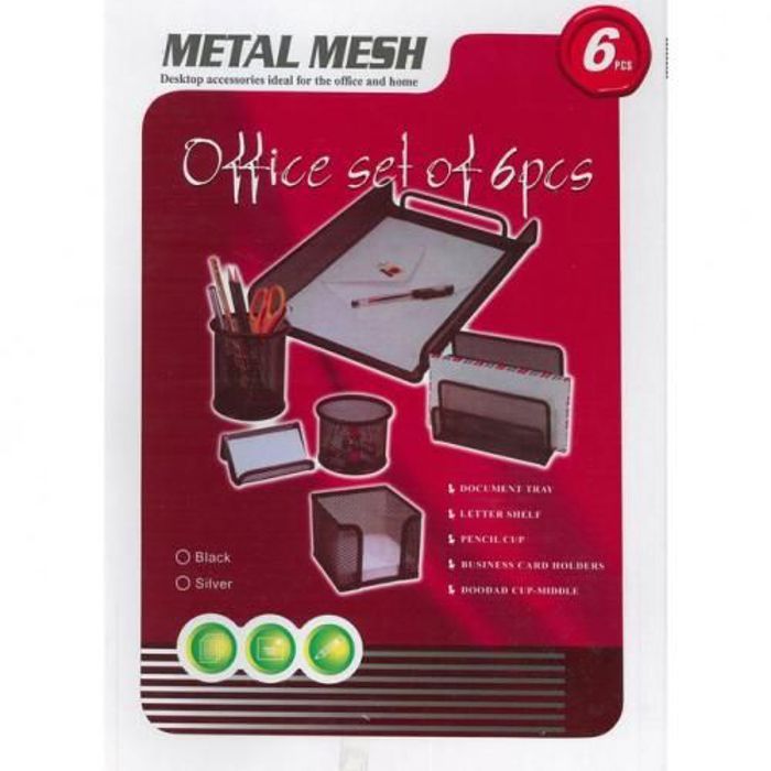 Ensemble de Fourniture Bureau 6 Pcs Métal - Noir