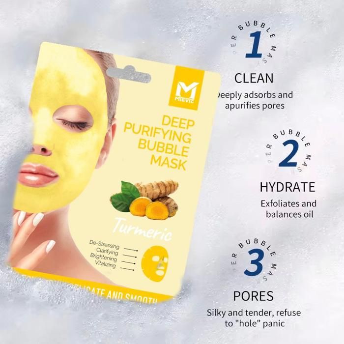 Masque facial à bulles au curcuma
