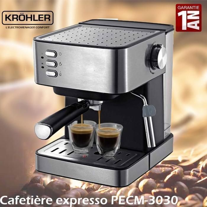 KROHLER Machine à Café Adaptable Capsule-Moulu-Dosette-1.5L 20 bars