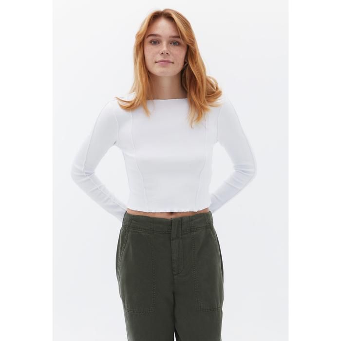 T-Shirt Crop Top - OXXO - Manches Longues - 95% Coton - Ajusté - Blanc - Marjane Mall - Image 2