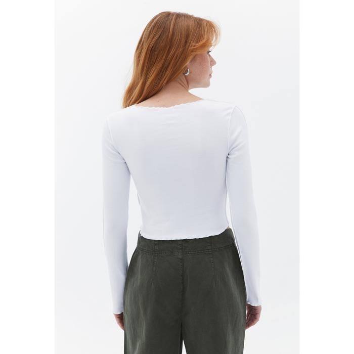 T-Shirt Crop Top - OXXO - Manches Longues - 95% Coton - Ajusté - Blanc - Marjane Mall - Image 4