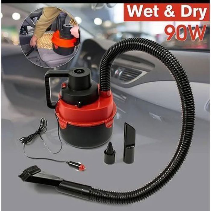 Aspirateur de Voiture 90W 12V Portable Multifonction Sec & Humide avec Fonction Gonflage