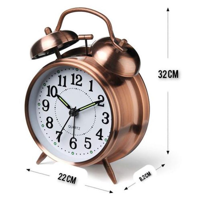 Grand Clock alarme Classique Silencieux Double Cloche Réveil Temps Mouvement 32 cm/hauteur