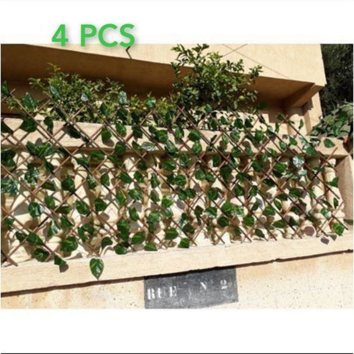 Pack 4 pièces Treillage extensible, brise-vue à feuillage pour fenêtres. Jusqu'à 2m/50cm réglable