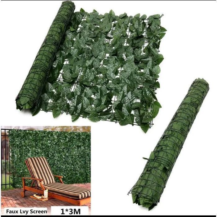 Haie artificielle - Non spécifié - 3x1 mètres - Vert - Anti-feu - Résistant au soleil