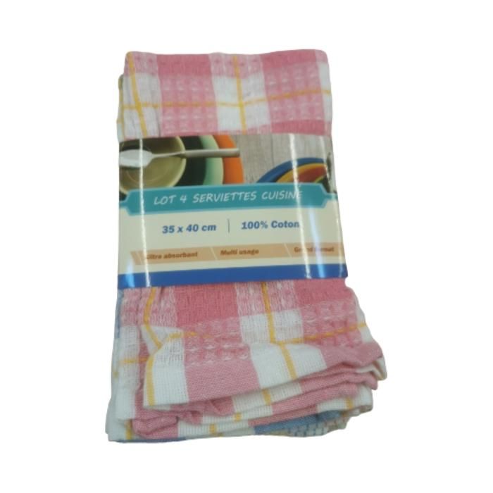 SET 4 TORCHON GAUFRÉ 35X40 31G COTON