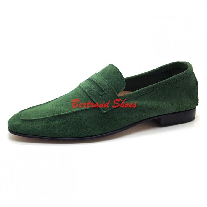 Mocassin en daim - BERTRAND SHOES - Homme - Cuir véritable - Couleur verte - Élégance intemporelle - Marjane Mall - Image 1